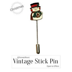 Vintage Snowman Enamel Hatpin / Stickpin